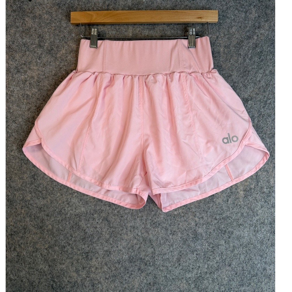 Alo Yoga High Waist Shorts Womens M Pink Running Athletic Activewear Lightweight